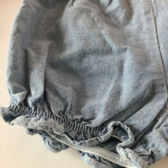 CARTERS 2-PIECE CHAMBRAY DENIM SQUARE NECK TOP WITH BUBBLE SHORT SIZE 9M - Picture 8 of 9